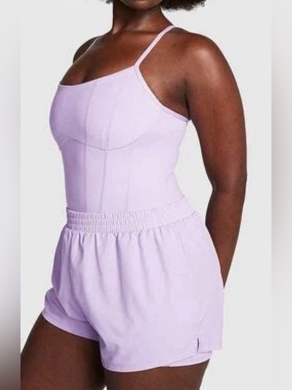 PINK Victoria’s Secret Ultimate Runsie Romper Lavender Large NWOT